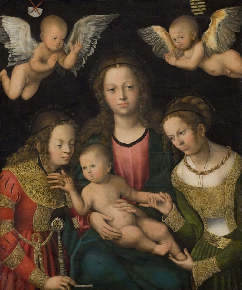 Jungfrau mit Kind mit den heiligen Katharina und Barbara - Lucas Cranach der Ältere
