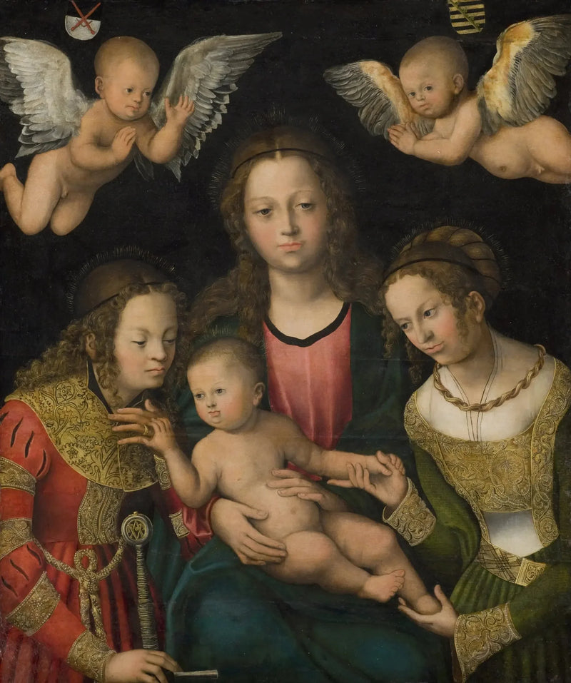 Jungfrau mit Kind mit den heiligen Katharina und Barbara - Lucas Cranach der Ältere