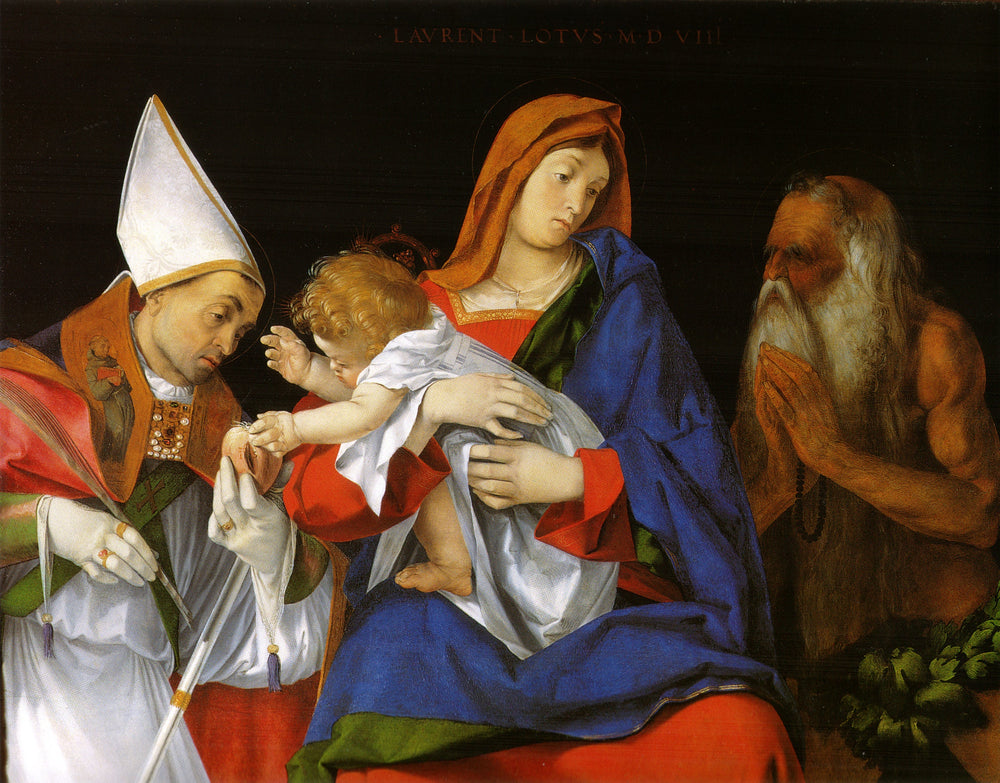 Vierge à l'Enfant avec les saints Ignace d'Antioche et Onuphre - Lorenzo Lotto image 1 tableau peint à l’huile sur toile
