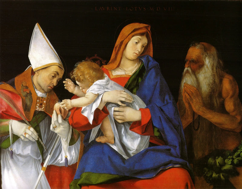 Jungfrau mit Kind mit den Heiligen Ignatius von Antiochien und Onuphrius - Lorenzo Lotto