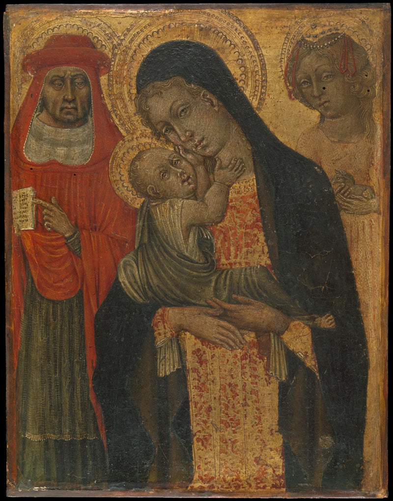 Jungfrau mit Kind und den Heiligen Hieronymus und Agnes - Giovanni di Paolo