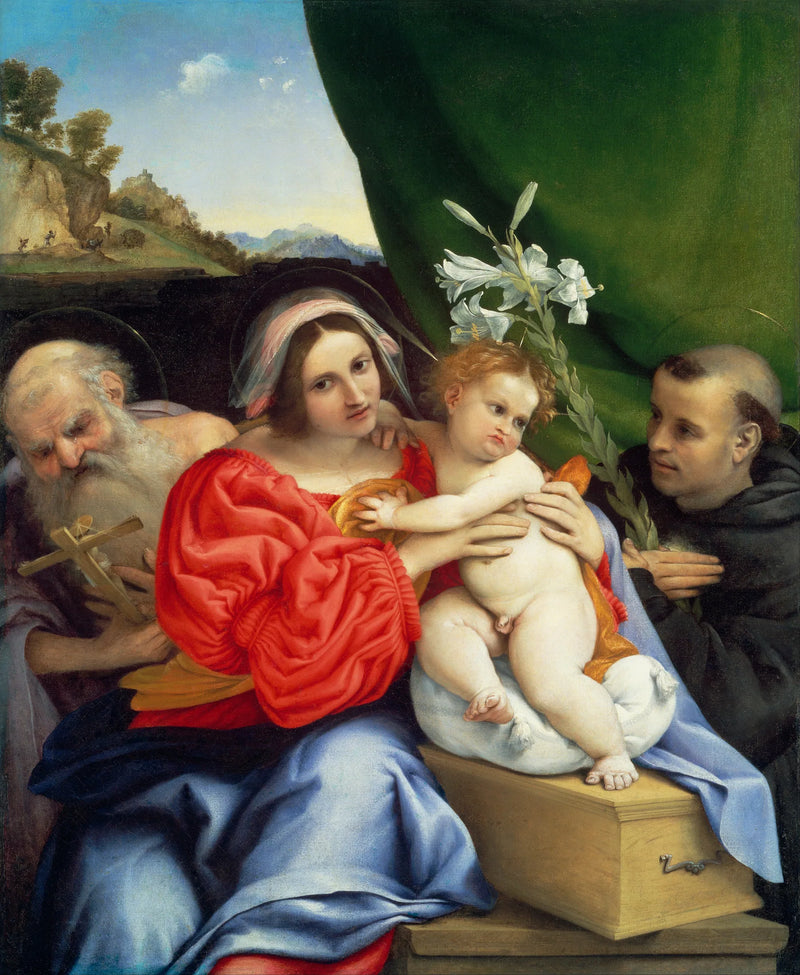 Jungfrau mit Kind mit den Heiligen Hieronymus und Nikolaus von Tolentino - Lorenzo Lotto