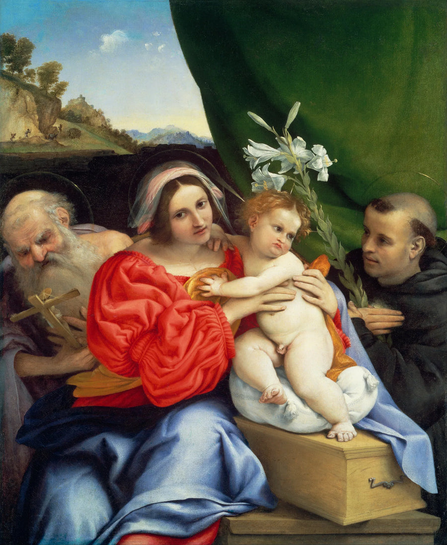 Jungfrau mit Kind mit den Heiligen Hieronymus und Nikolaus von Tolentino - Lorenzo Lotto