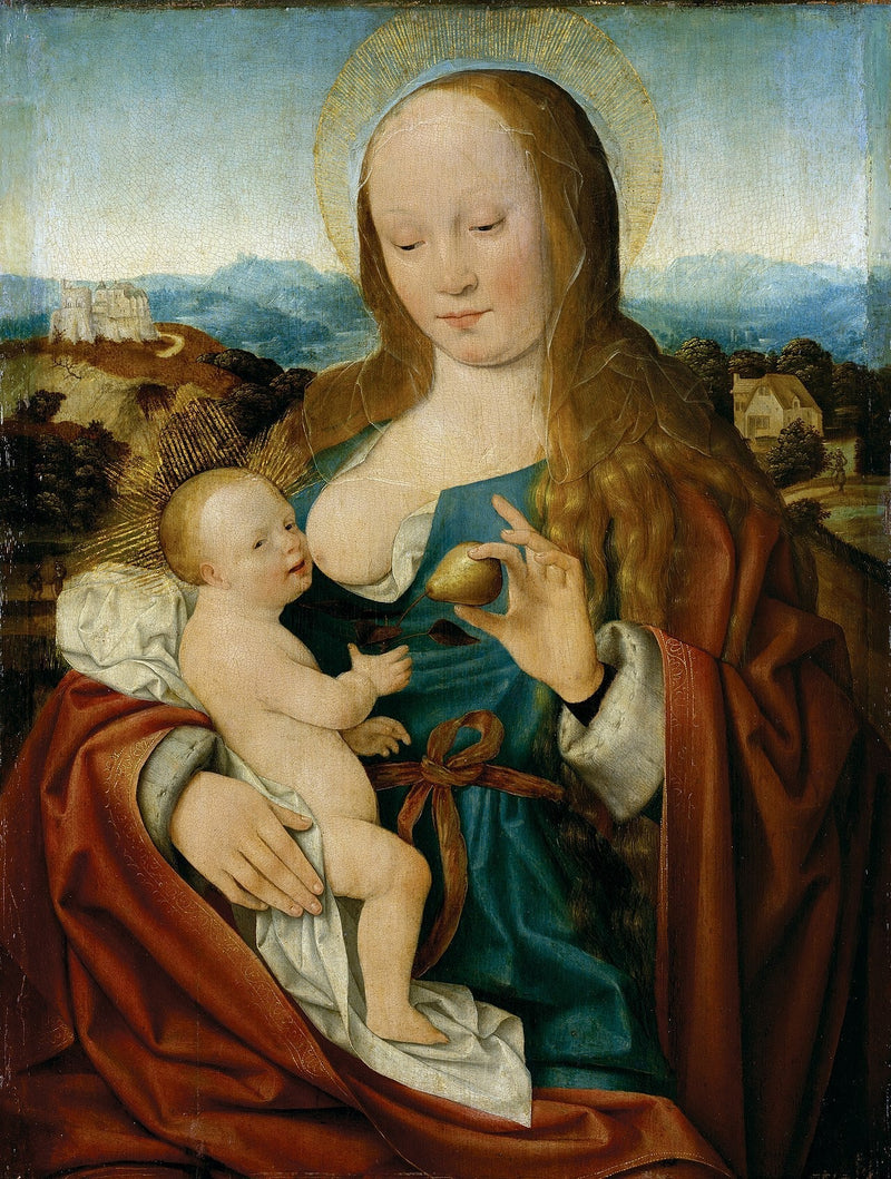 Jungfrau mit Kind mit Birne - Joos van Cleve