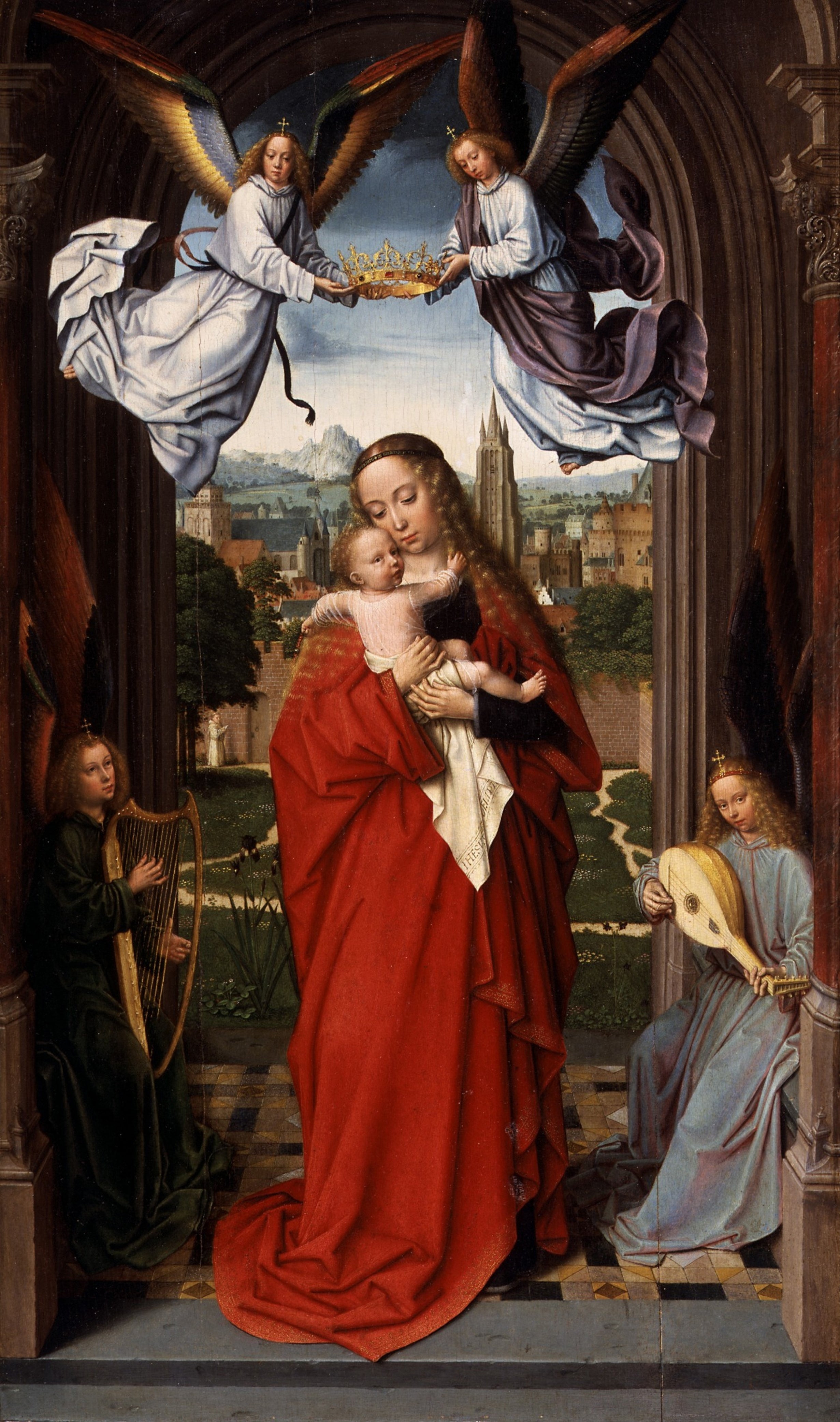 Vierge à l'Enfant avec quatre anges - Gérard David image 1 reproduction artisanale de tableau