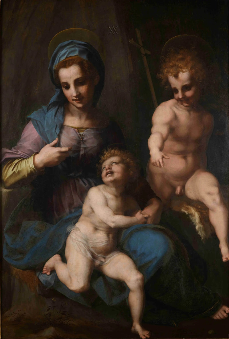 Jungfrau mit Kind und Johannes dem Täufer als Kind - Andrea del Sarto