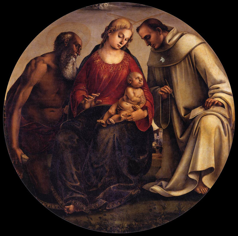 Jungfrau mit Kind mit heiligen Hieronymus und Bernhard von Clairvaux - Luca Signorelli