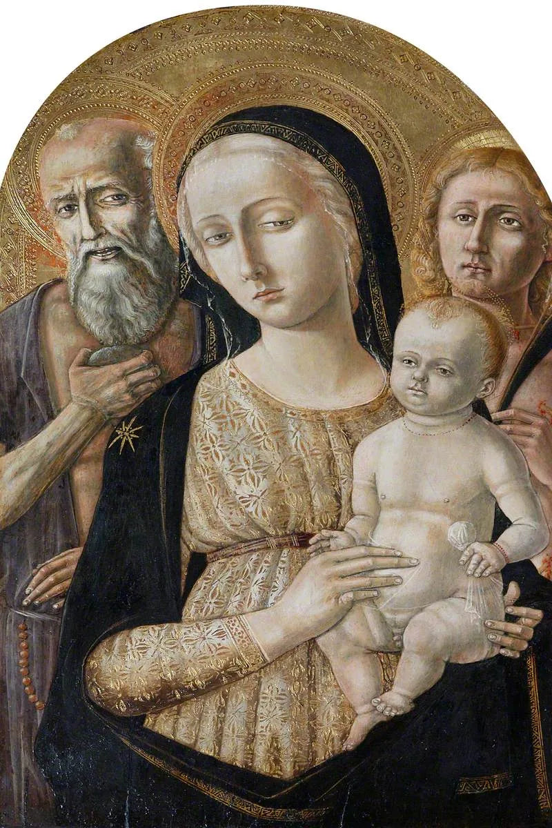 Jungfrau mit Kind mit heiligen Hieronymus und heiligen Sebastian - Matteo di Giovanni