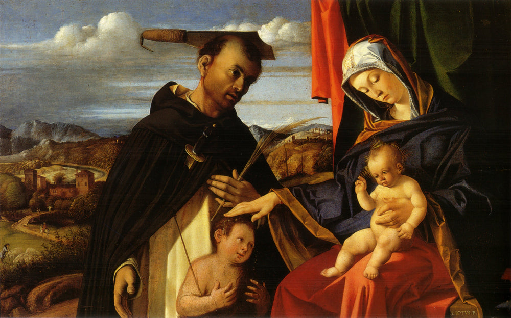 Vierge à l'Enfant avec saint Pierre martyr - Lorenzo Lotto image 1 copie de tableau peinte à la main
