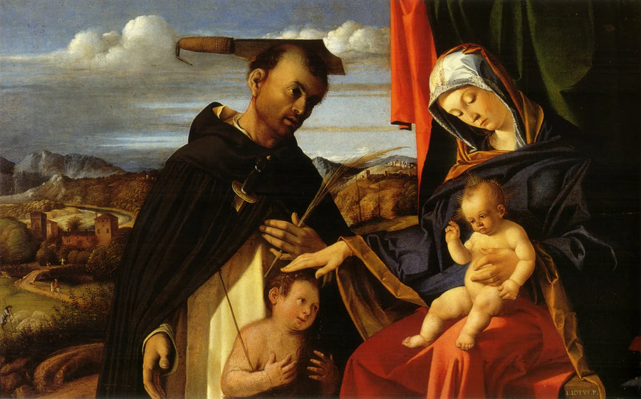 Jungfrau mit Kind und heiligen Petrus Märtyrer - Lorenzo Lotto