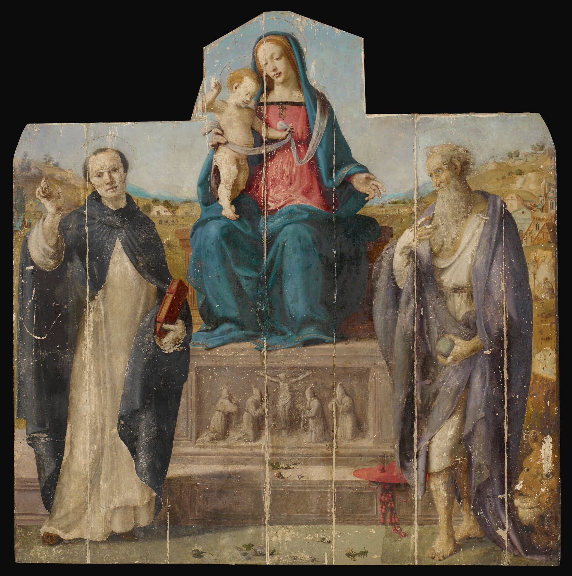 Vierge à l'Enfant avec saint Vincent Ferrier et saint Jérôme - Piero di Cosimo image 1 reproduction artisanale de tableau