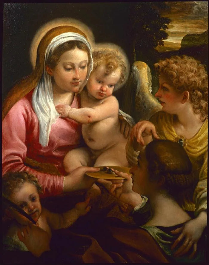 Jungfrau mit Kind mit der heiligen Lucia und dem jungen Johannes dem Täufer - Annibale Carracci