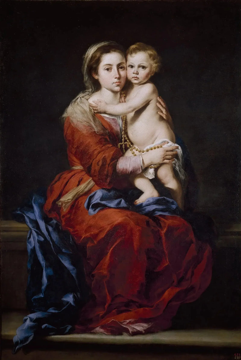 Jungfrau mit Kind mit Rosenkranz - Bartolomé Esteban Murillo