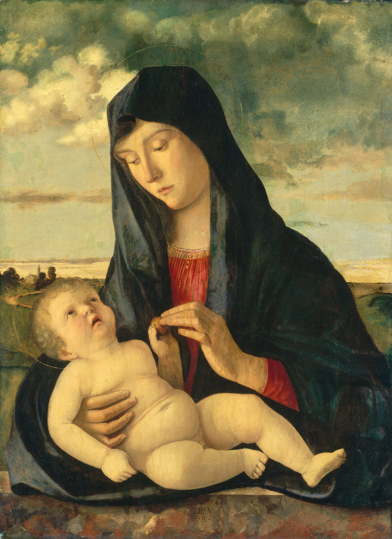 Jungfrau mit Kind in einer Landschaft - Giovanni Bellini