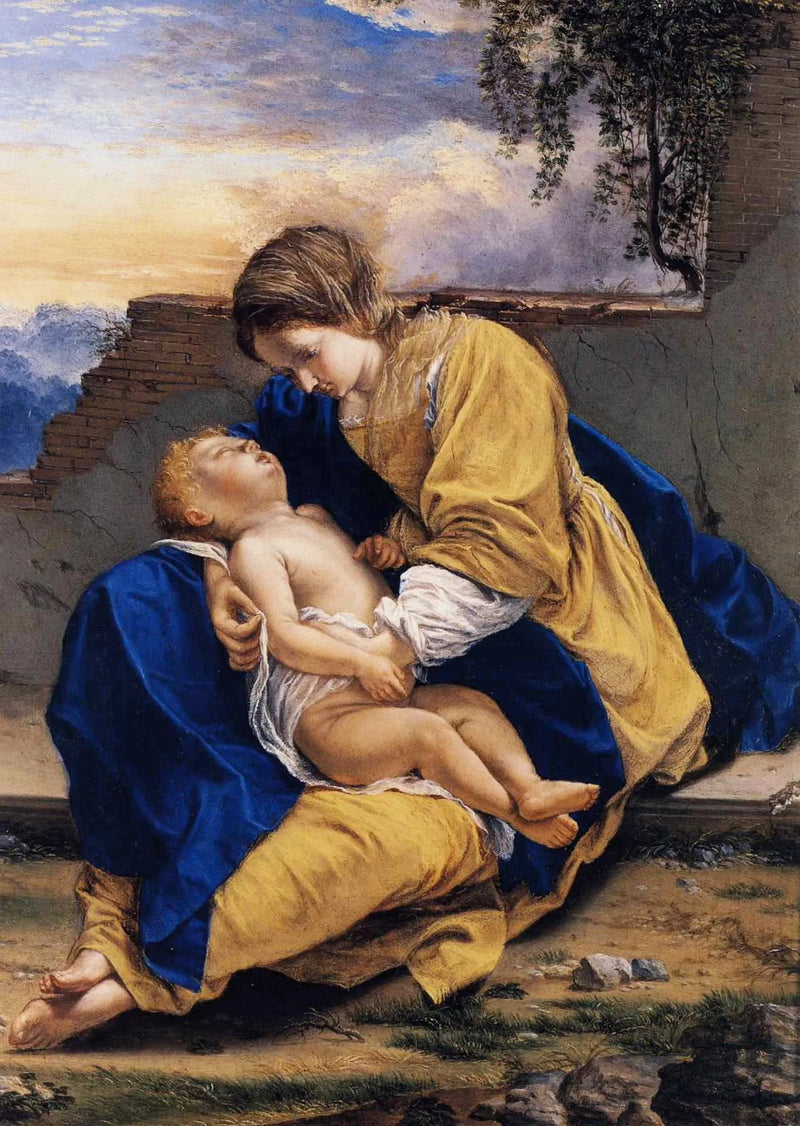 Jungfrau mit Kind in einer Landschaft - Orazio Gentileschi