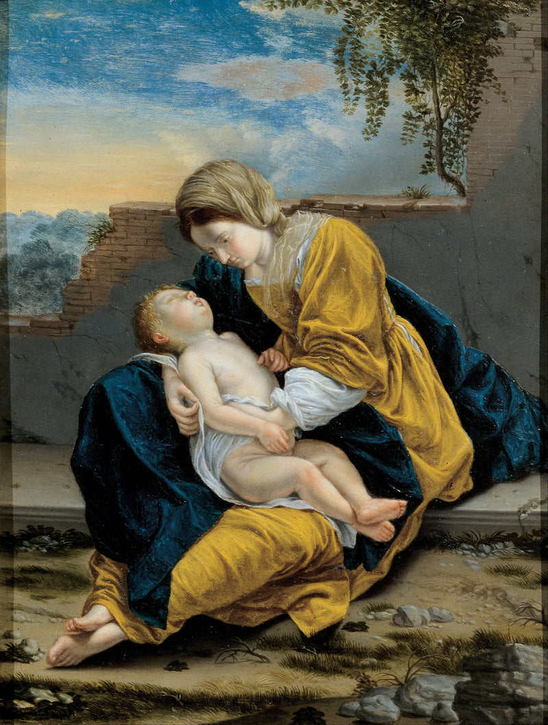 Jungfrau mit Kind in einer Landschaft - Orazio Gentileschi