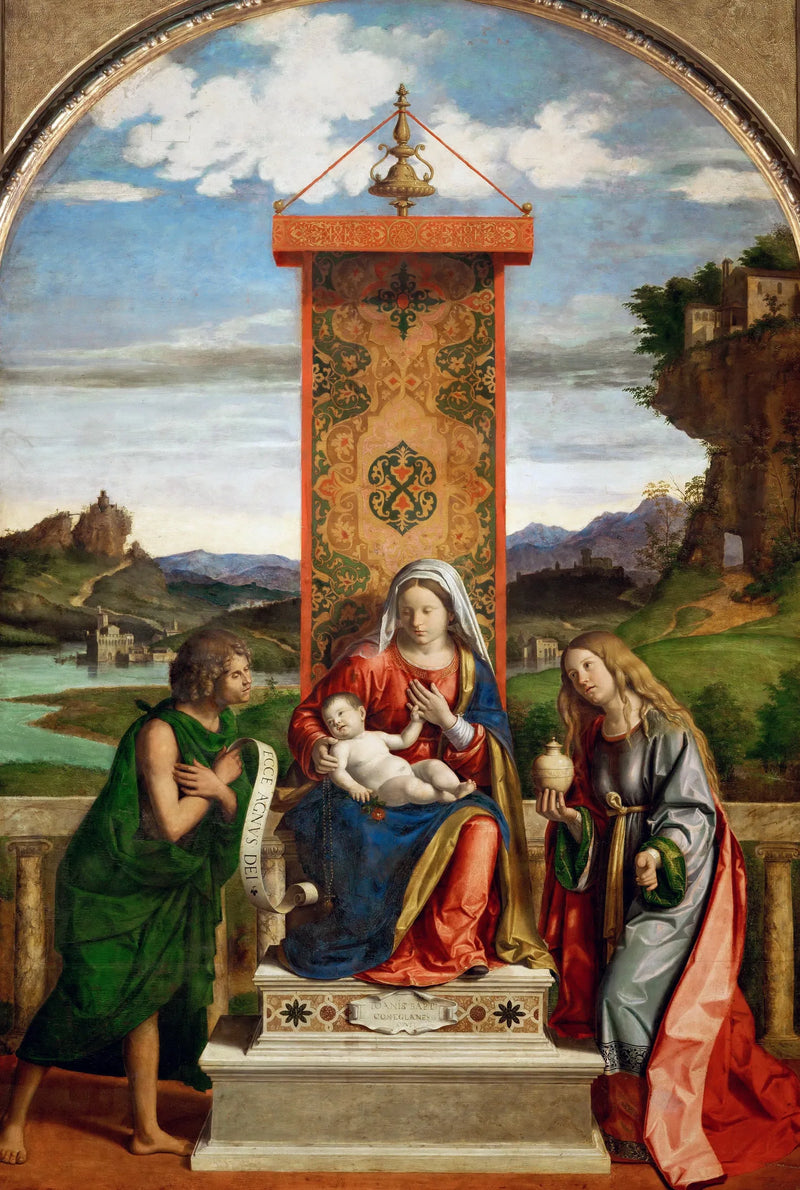 Jungfrau mit Kind umgeben von Johannes dem Täufer und Maria Magdalena - Cima da Conegliano