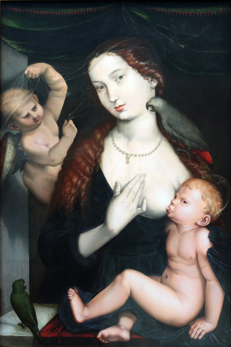 Jungfrau mit Kind und Papageien - Hans Baldung Grien