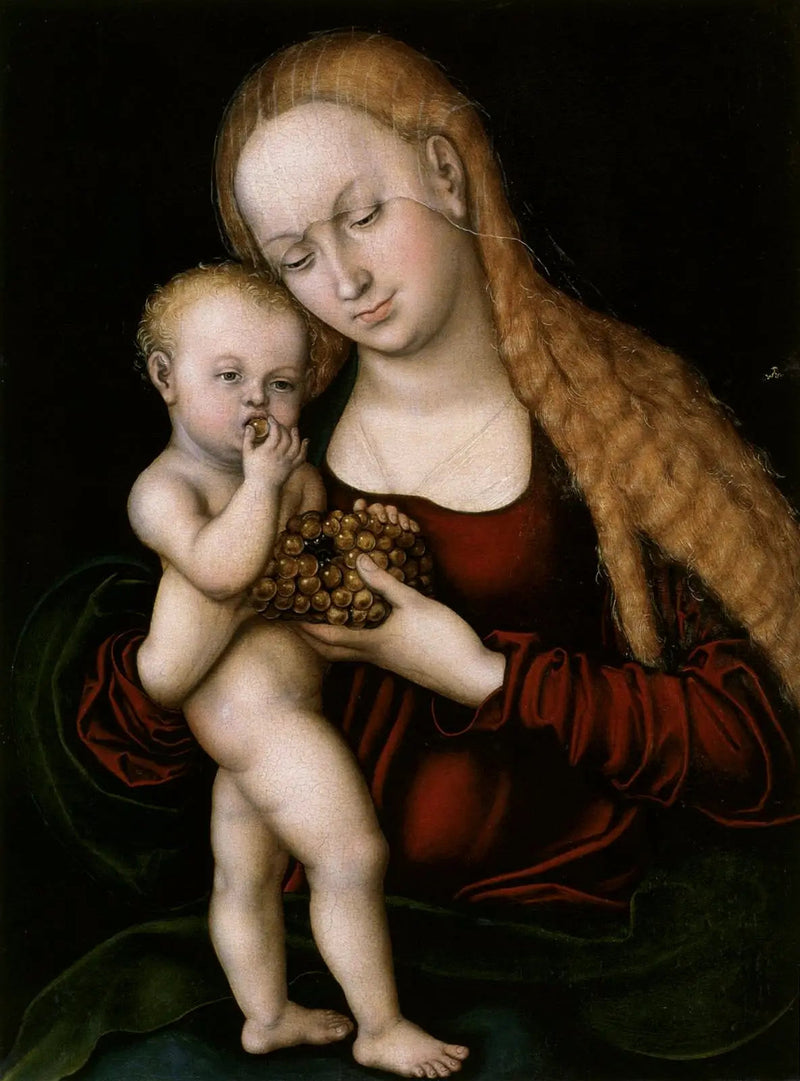 Jungfrau mit Kind, das Trauben knabbert - Lucas Cranach der Ältere