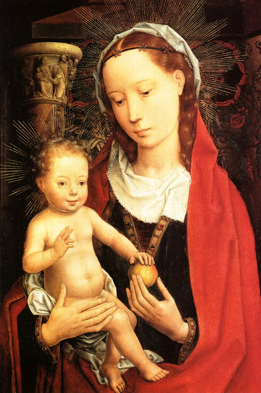 Jungfrau mit Kind in halber Körpergröße - Hans Memling