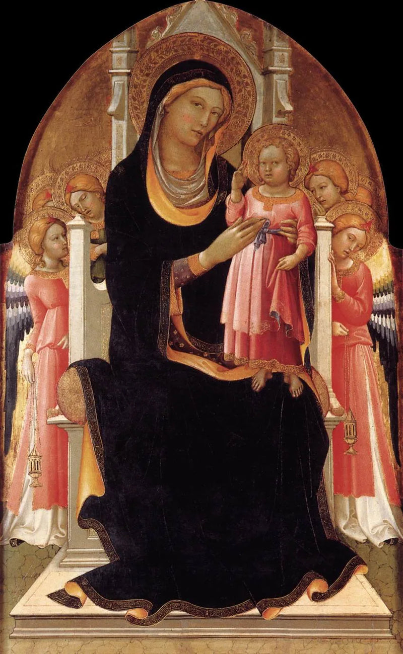 Jungfrau mit Kind auf dem Thron mit sechs Engeln - Lorenzo Monaco