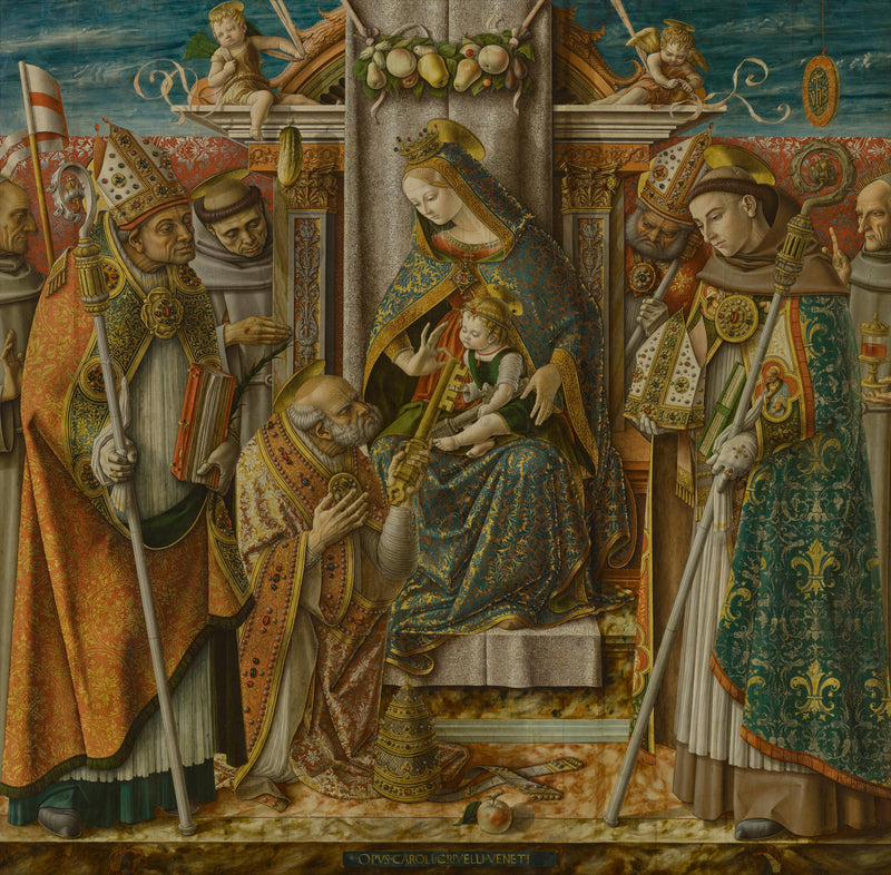 Jungfrau mit Kind auf einem Thron mit Heiligen - Carlo Crivelli