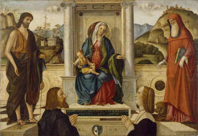 Jungfrau mit Kind auf dem Thron, umgeben von Heiligen und einem Spender - Vittore Carpaccio