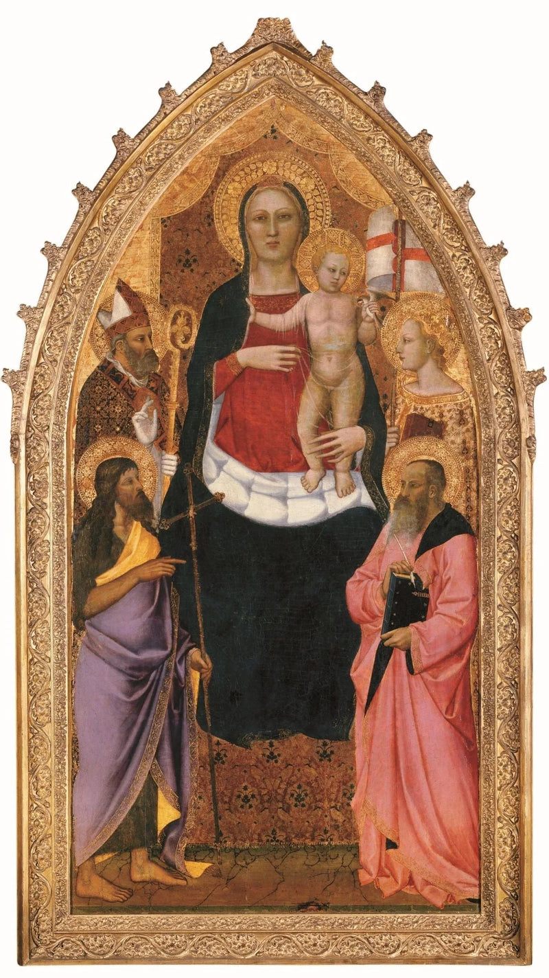 Jungfrau mit Kind thronend mit den Heiligen Zeno, Johannes der Täufer, Reparata und Johannes den Evangelisten - Nardo di Cione