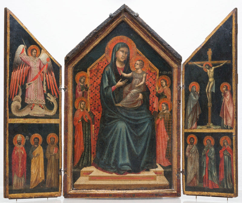 Jungfrau mit Kind auf dem Thron mit den Heiligen Lucia, Margarete, Maria Magdalena und Katharina von Alexandria - Meister der Heiligen Cecilia