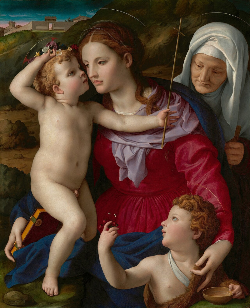 Jungfrau mit Kind mit heilige Elisabeth und heiliger Johannes dem Täufer - Bronzino