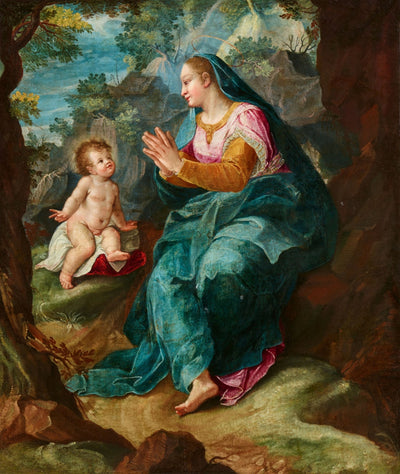 Vierge à l’Enfant dans un paysage rocheux - Denis Calvaert - Alpha Reproduction
