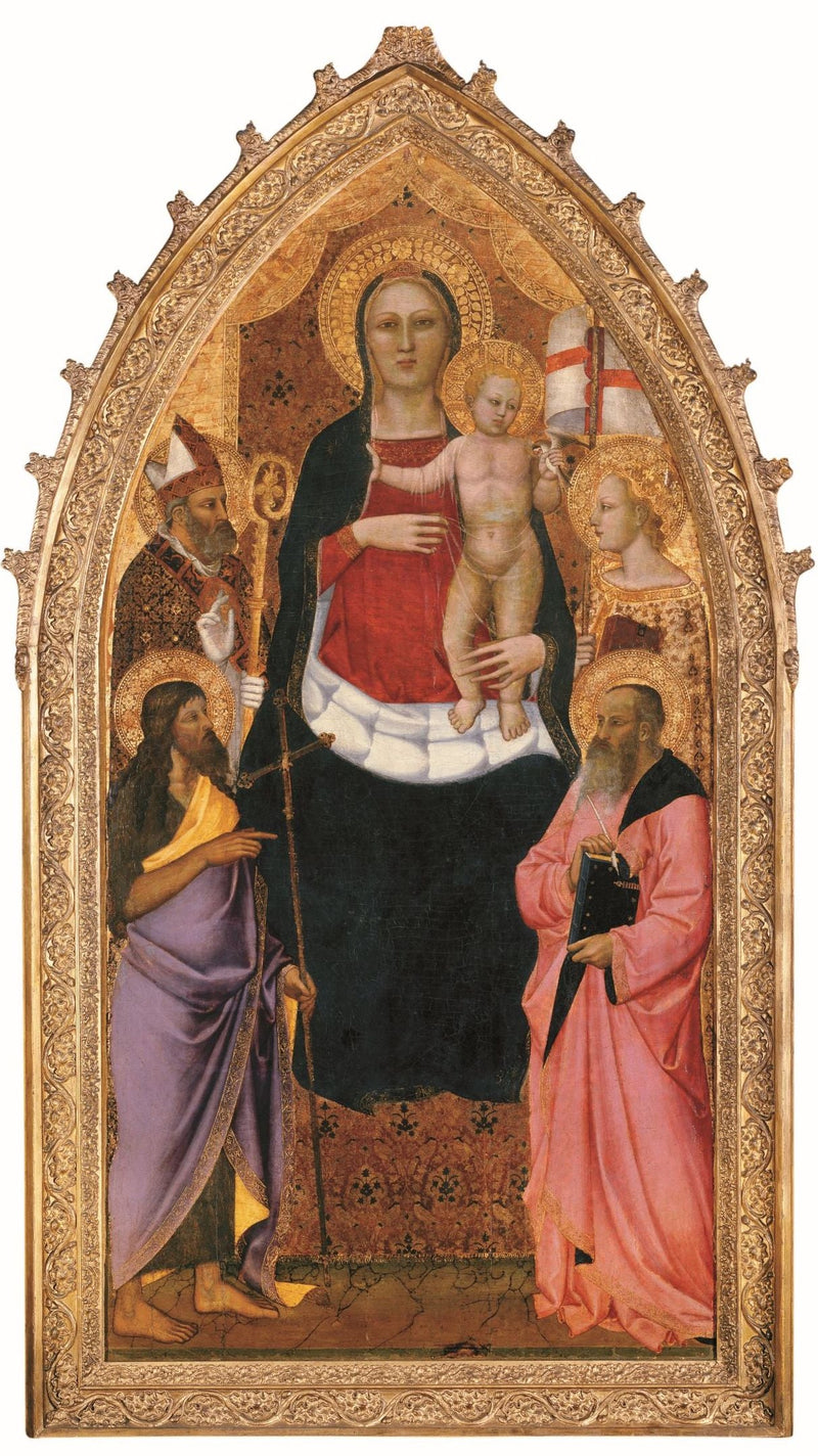 Jungfrau mit Kind thronend mit den Heiligen Zeno, Johannes der Täufer, Reparata und Johannes den Evangelisten - Nardo di Cione