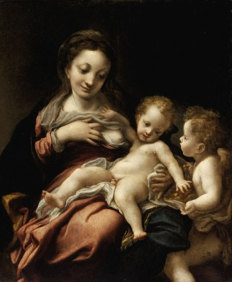 Stillende Jungfrau und ein Engel - Antonio da Correggio