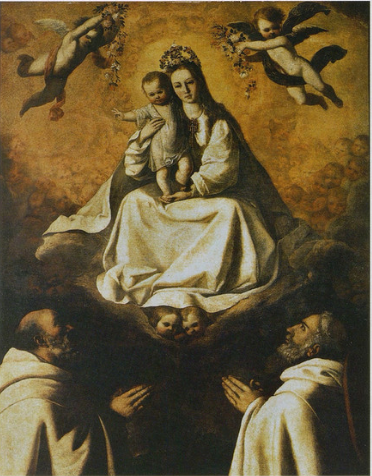 Jungfrau der Barmherzigkeit mit zwei Mercédaires - Francisco de Zurbarán