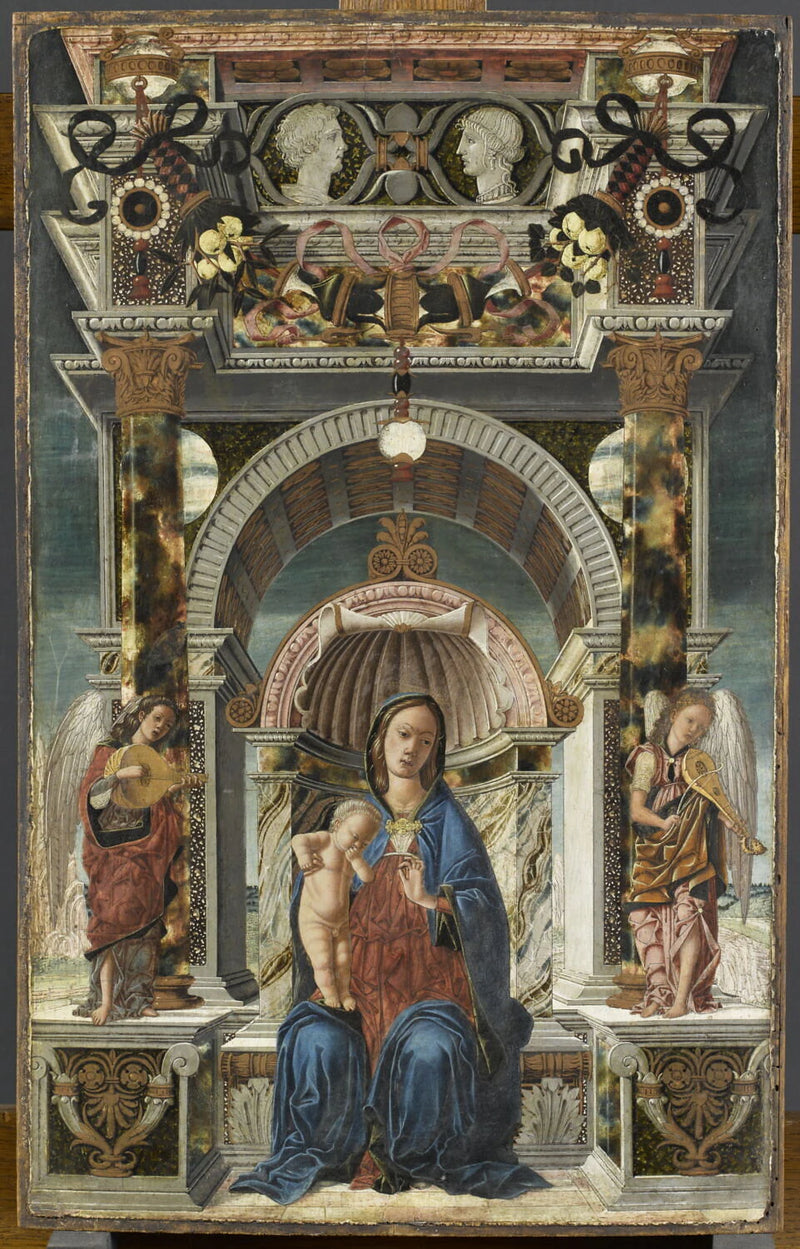 La Vierge et l'Enfant entre deux anges musiciens - Artiste inconnu