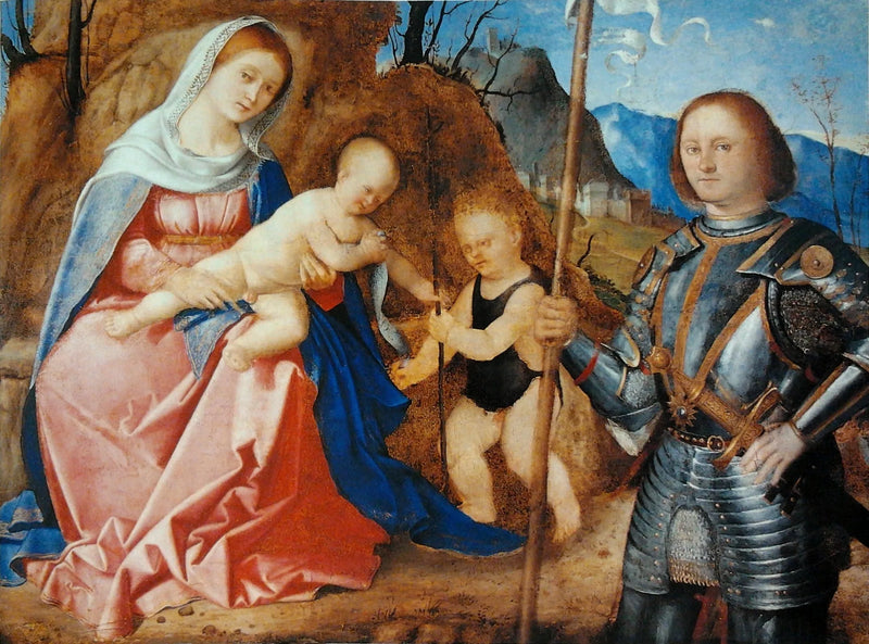 Jungfrau und das Kind mit Johannes dem Täufer und Heiligen Libéralis. - Marco Basaiti