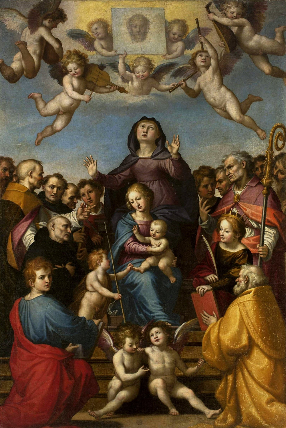 Vierge et l'Enfant avec sainte Anne et les saints patrons de Florence. - Fra Bartolomeo image 1 tableau peint à l’huile sur toile