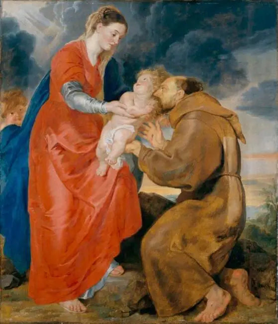 Jungfrau, die das Jesuskind dem heiligen Franz von Assisi präsentiert - Peter Paul Rubens