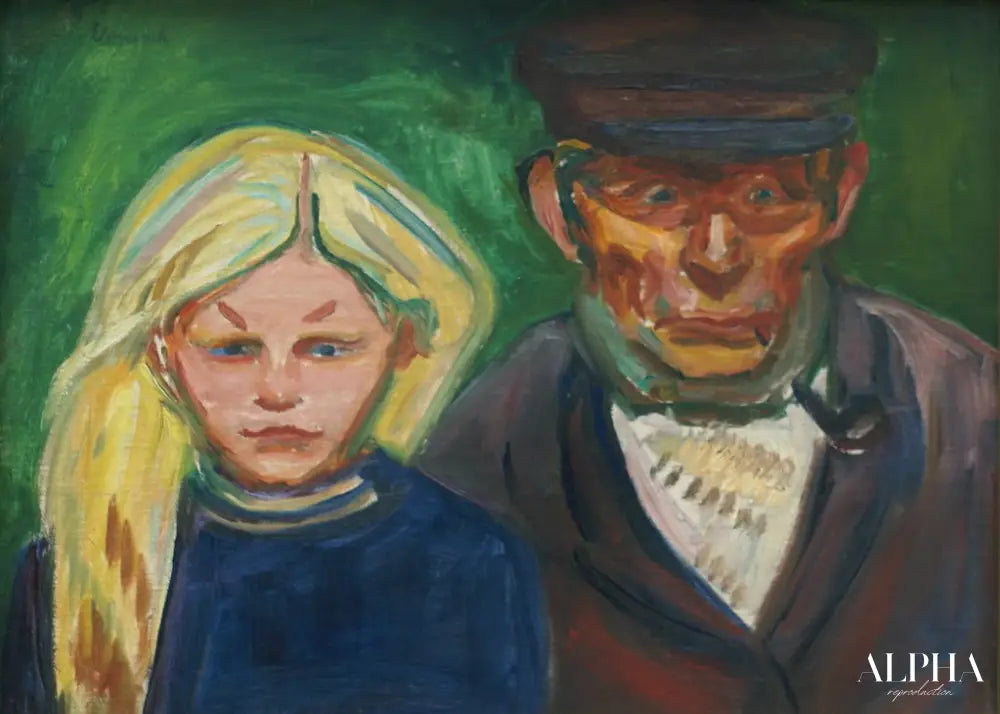 Vieux pêcheur avec sa fille - Edvard Munch - Reproductions de tableaux et peintures haut de gamme