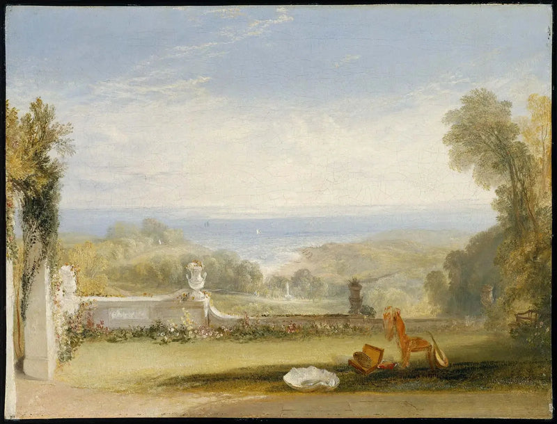Aussicht von der Terrasse einer Villa in Niton, Isle of Wight, aus Skizzen von einer Dame - J. M. W. Turner