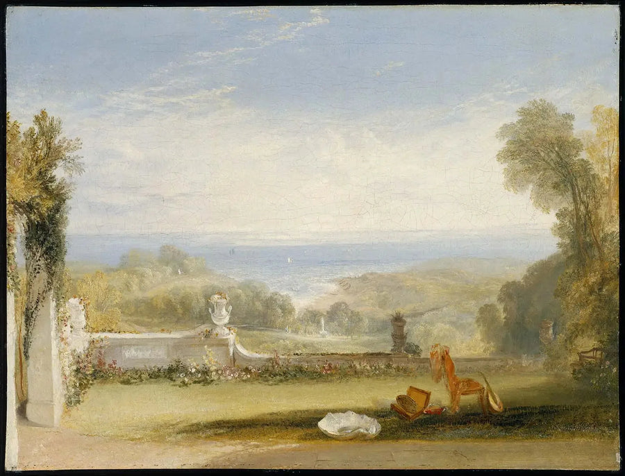 Aussicht von der Terrasse einer Villa in Niton, Isle of Wight, aus Skizzen von einer Dame - J. M. W. Turner
