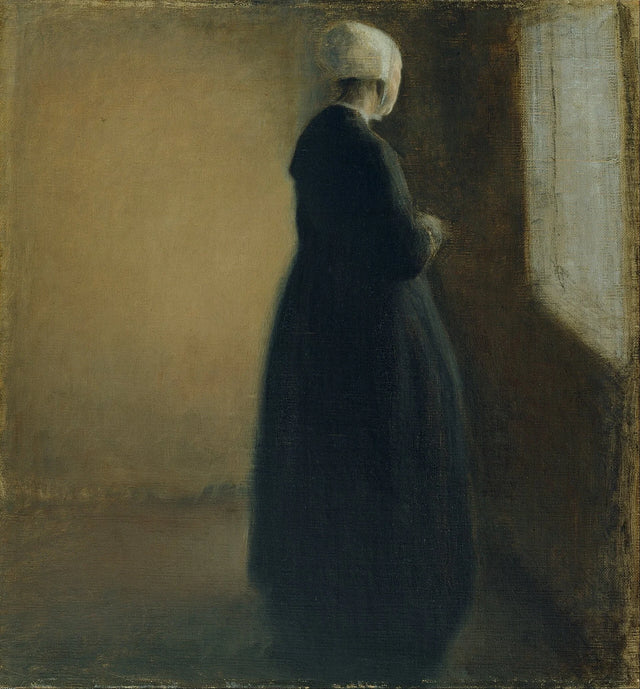Alte Frau steht am Fenster - Vilhelm Hammershøi