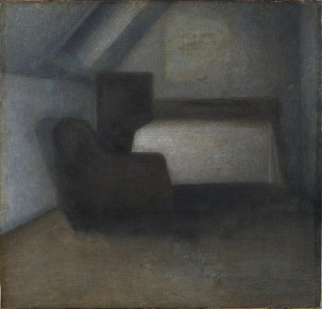 Dachgeschoss mit Tisch und Stuhl - Vilhelm Hammershøi