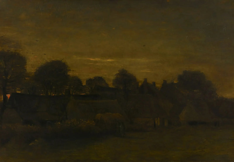Landwirtschaftliches Dorf bei Dämmerung - Vincent van Gogh