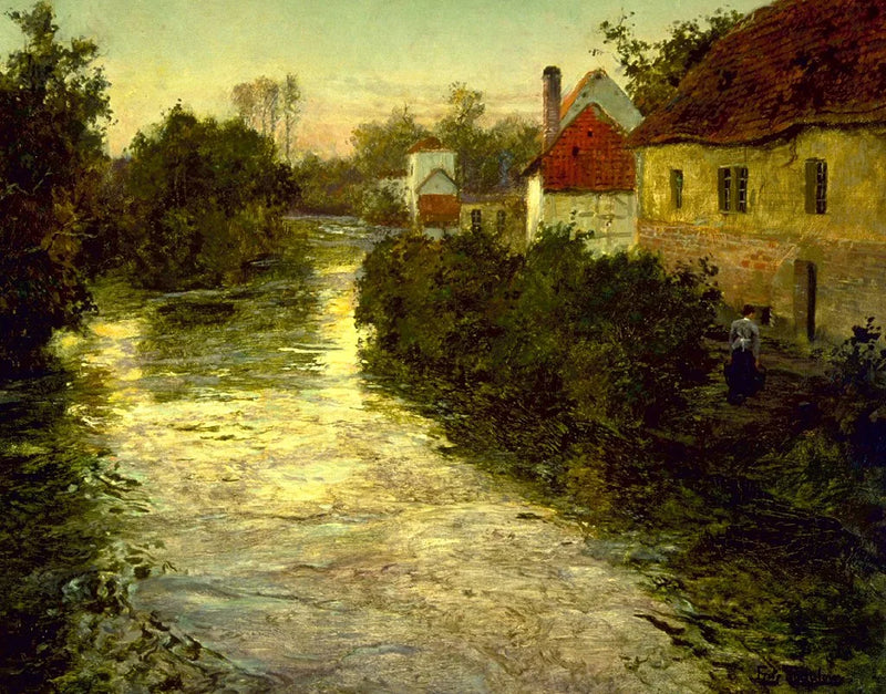 Dorf an einem Bach - Frits Thaulow