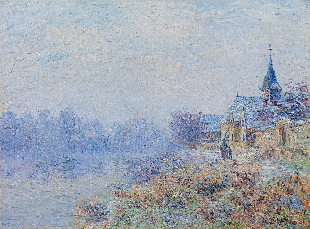 Village au bord de la rivière (Porte-Joie) - Gustave Loiseau image 1 copie peinte à la main à l’huile
