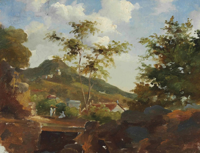 Dorf am Fuß eines Hügels - Camille Pissarro