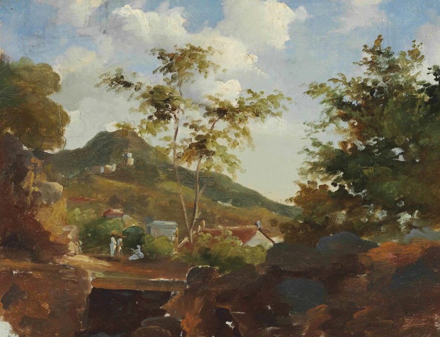 Dorf am Fuß eines Hügels - Camille Pissarro