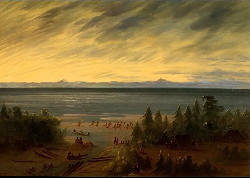 Village de Nayas bei Sonnenuntergang - George Catlin