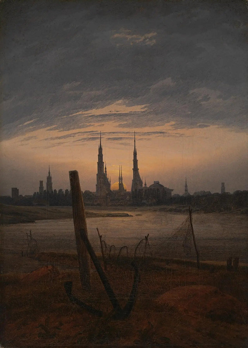 Stadt bei Mondaufgang - Caspar David Friedrich